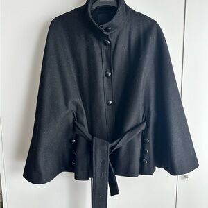 Black Wool Cape Coat
